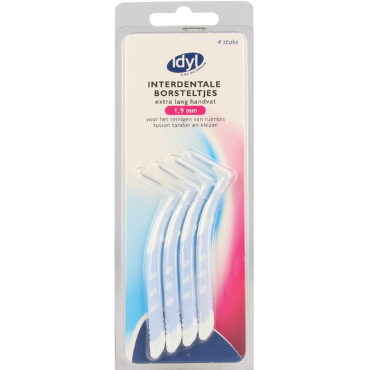 Idyl Interdentaal borstel XL with 1.9mm handle, 4-pack of dental cleaners, designed for interdental cleaning.