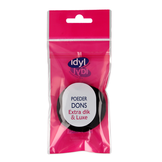 Idyl Op=Op Poederdons zwart extra dik luxe make-up applicator, soft and plush for smooth makeup application, single piece.