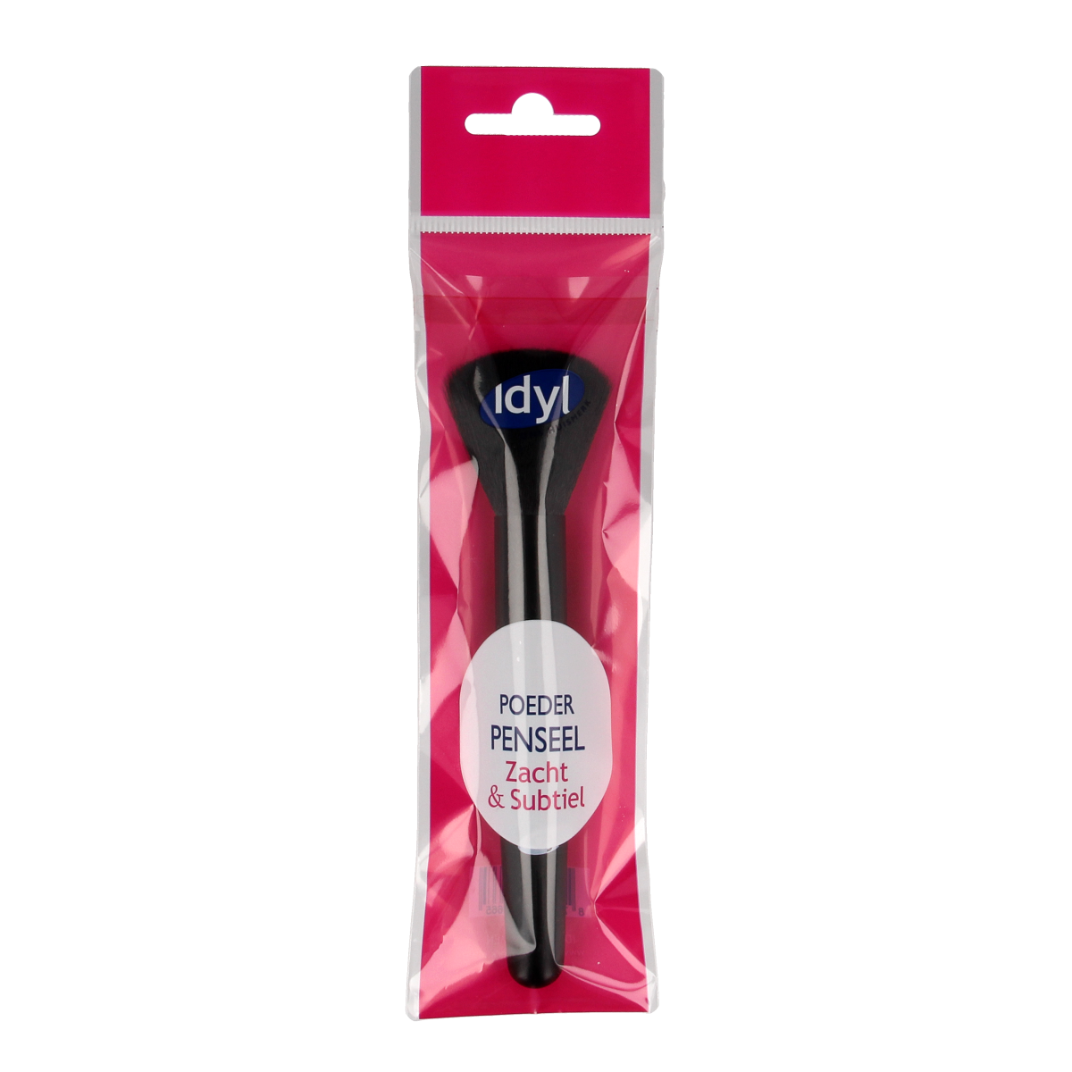 Idyl makeup powder brush with soft bristles, perfect for subtle application, shown in close-up image.
