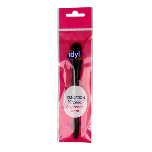 Idyl Op=Op foundation brush with rounded shape for makeup application, shown with soft bristles and ergonomic handle.