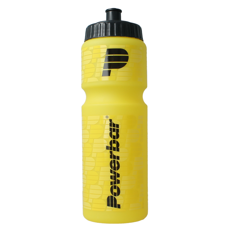 Powerbar 750ml yellow sports water bottle, ideal for cooking and dining, shown with a sleek design and secure screw cap.