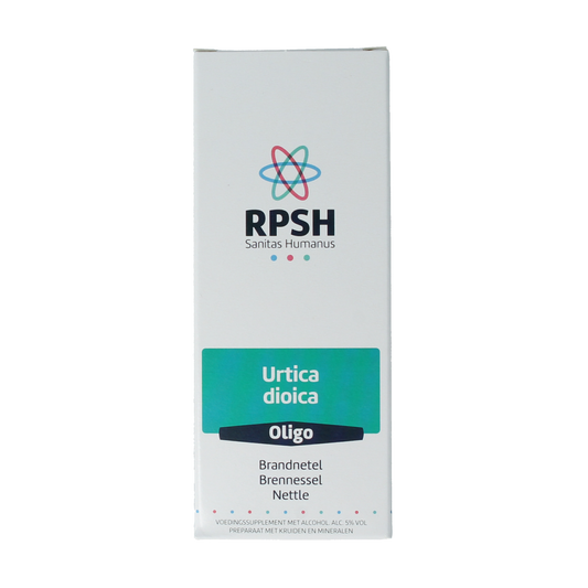 RPSH Oligo Urtica dioica herbal preparation bottle showing label with brand and product details, 120ml, natural plant remedy.
