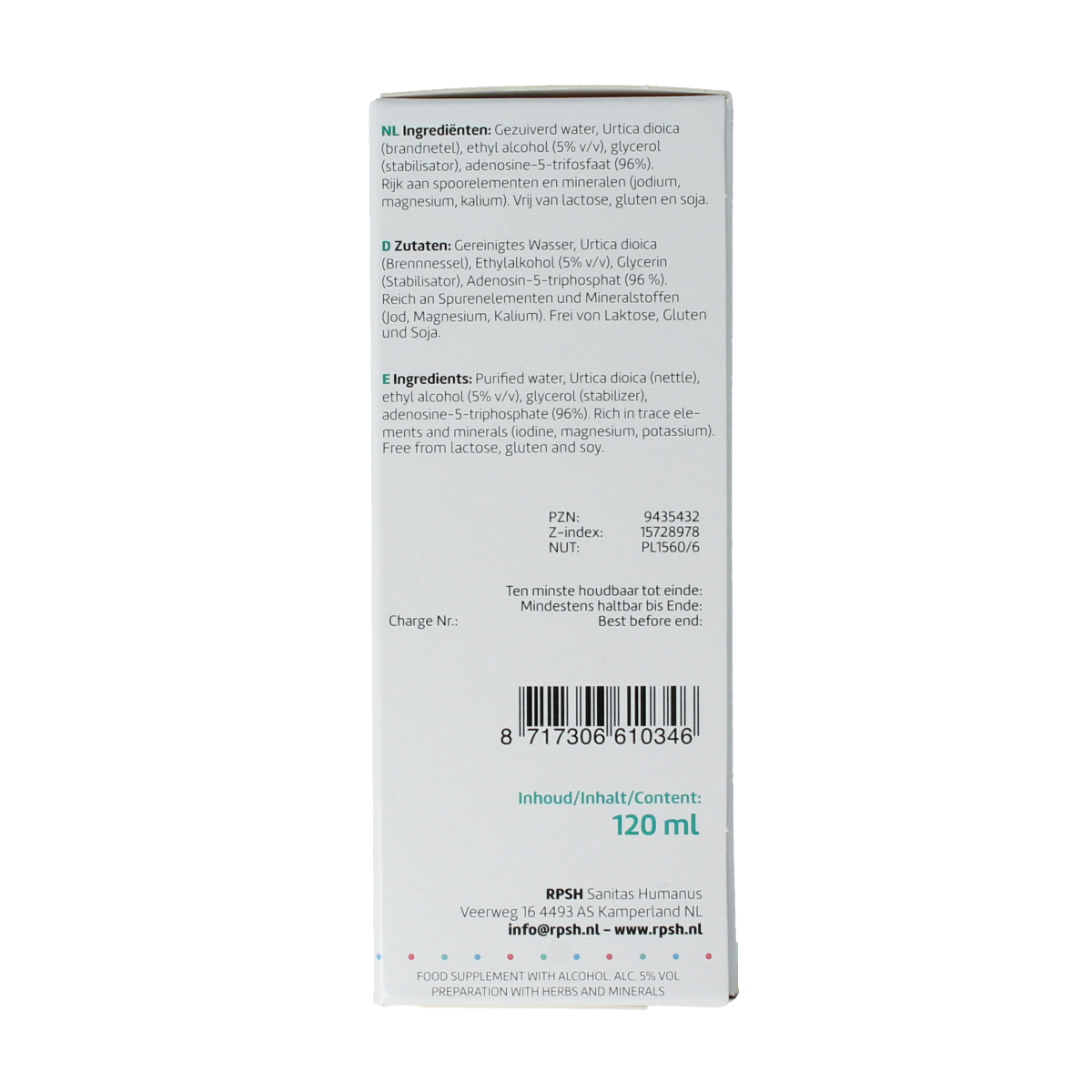 RPSH Oligo Urtica dioica - Brandnetel 120.00 Milliliter