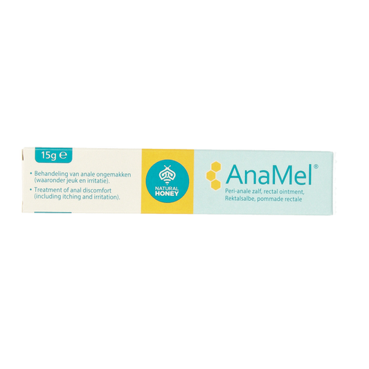 Dos Medical Anamel perianale zalf tube, 15g, for perianal skin care, in a white and green tube with Dos Medical branding.