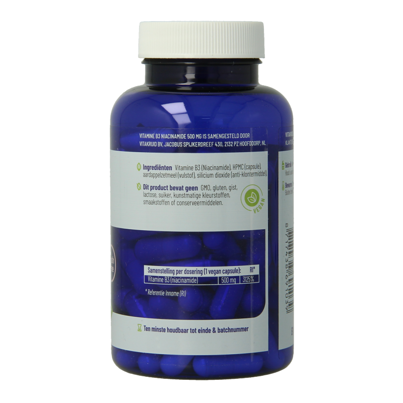 Vitakruid Vitamine B3 Niacinamide 500 mg Flush Free 90 Vegetarische capsules