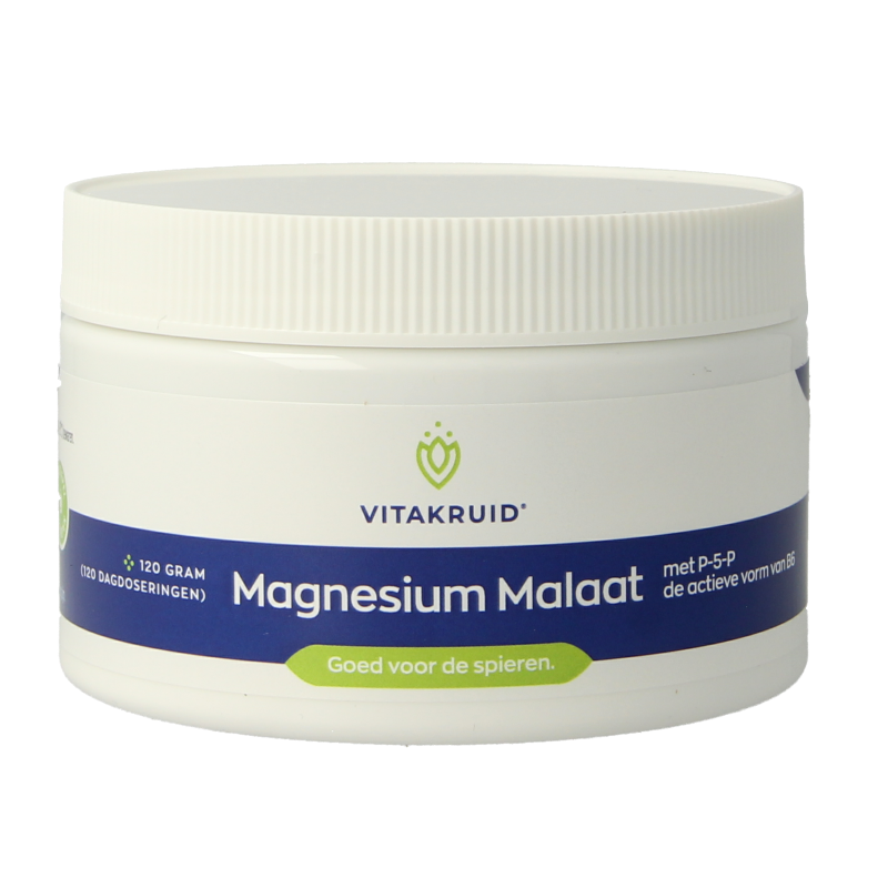 Vitakruid Magnesium Malaat met Vitamine B6 (P-5-P) 120 Gram
