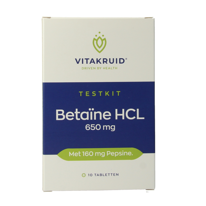 Vitakruid Betaine HCL 650mg & pepsine 160mg testkit 10 Tabletten