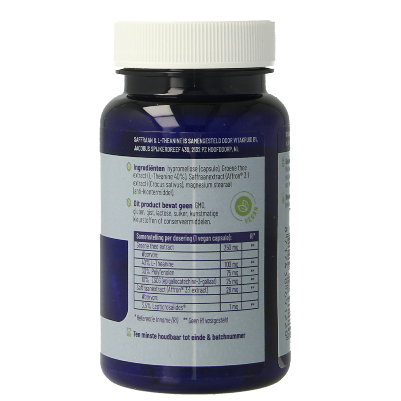 Vitakruid Saffraan 28mg (Affron) & L-Theanine 30 Vegetarische capsules