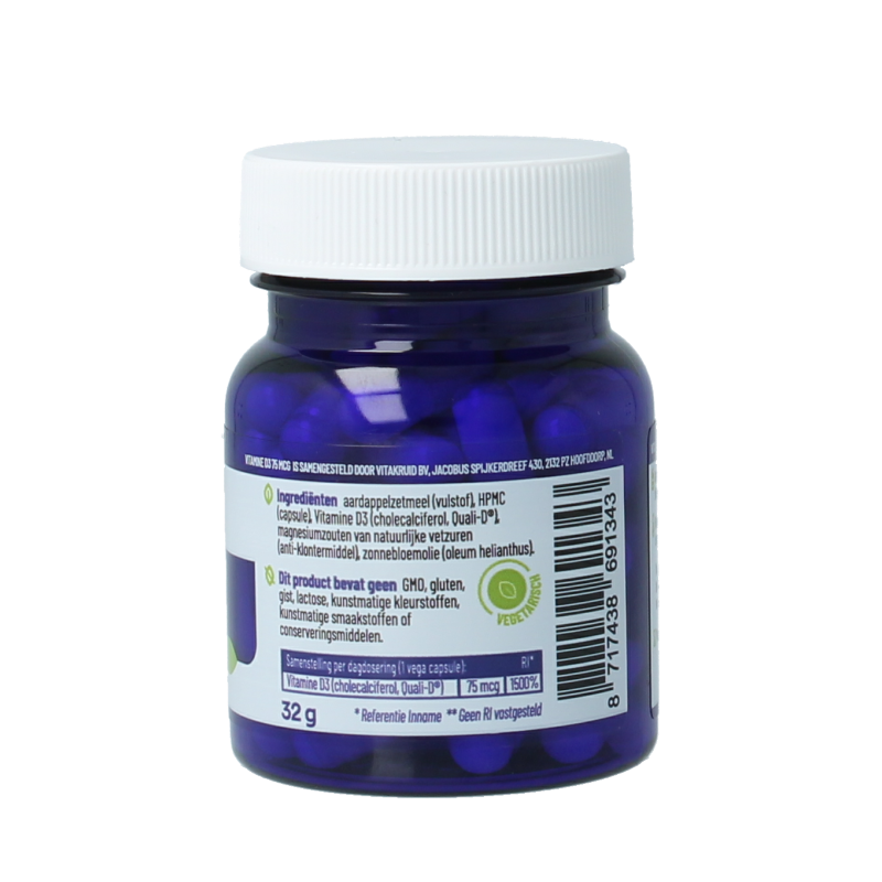 Vitakruid Vitamine D3 75 mcg / 3000 IE 60 Vegetarische capsules