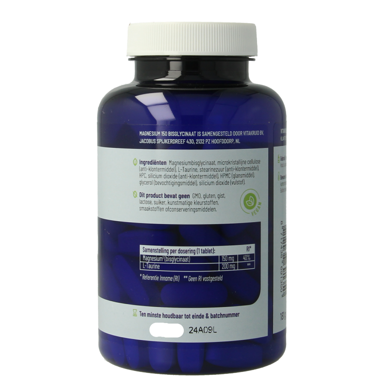 Vitakruid Magnesium 150 Bisglycinaat met 200mg L-Taurine 90 Tabletten