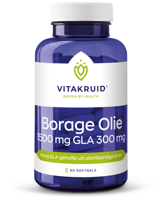 Vitakruid Borage Olie 1500mg GLA 300mg uit plantaardige bron 60.00 Softgels