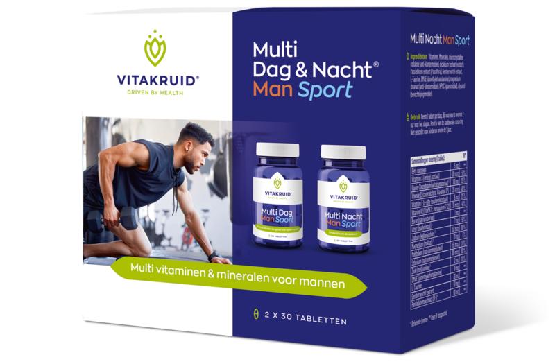 Vitakruid Multi Dag & Nacht Man Sport 100% Vegan 2 x 30 60 Tabletten