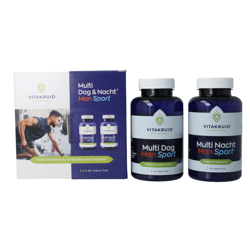 Vitakruid Multi Dag & Nacht Man Sport 100% Vegan 2 x 90 180 Tabletten