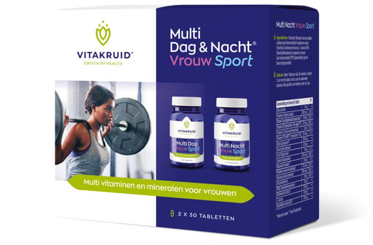 Vitakruid Multi Dag & Nacht Vrouw Sport 100% Vegan 2 x 30 60 Tabletten