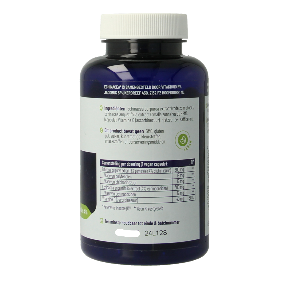 Vitakruid Echinacea 600 purpurea (4%) angustifolia (6%, 4%) 90.00 Vegetarische capsules