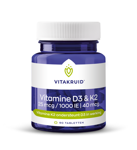 Vitakruid Vitamine D3 25mcg & K2 40mcg (menaq7) 90 Tabletten