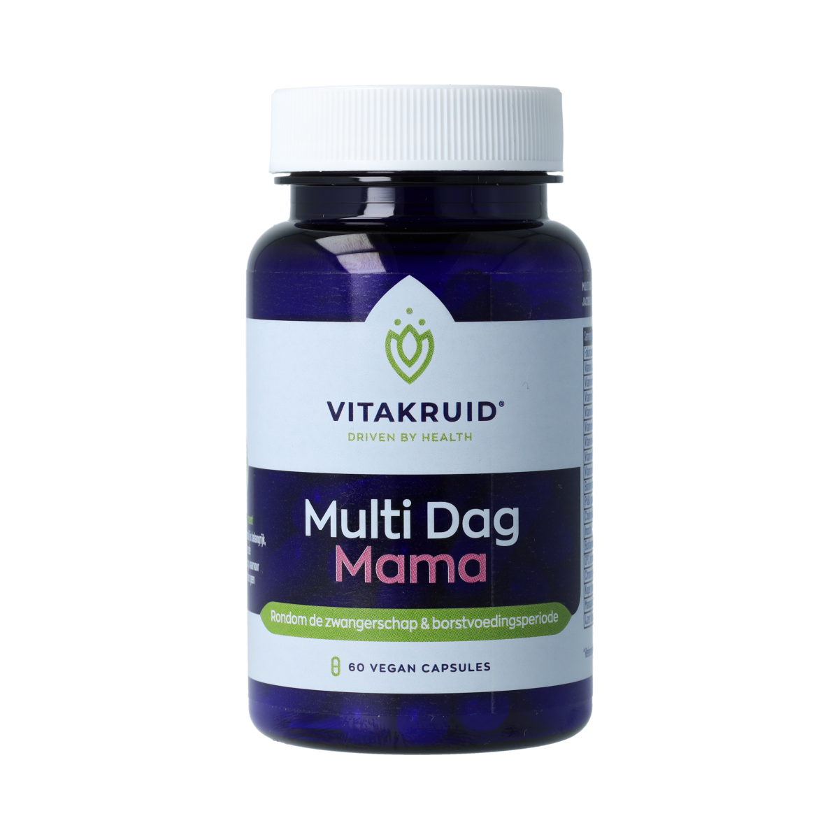 Vitaminen en mineralen in vegetarische capsules van Vitakruid Multi dag mama vegan supplement voor vrouwen