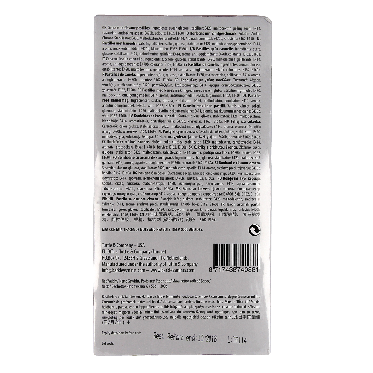 Barkleys Classic mints cinnamon 50.00 Gram