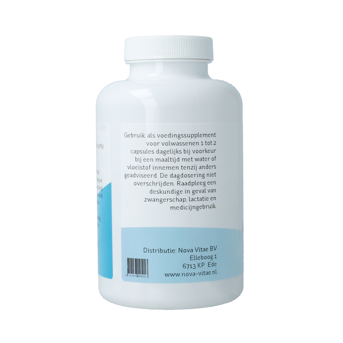 Nova Vitae Magnesium 400 mg vegetarian capsules, mineral supplement in a clear bottle with capsules visible.
