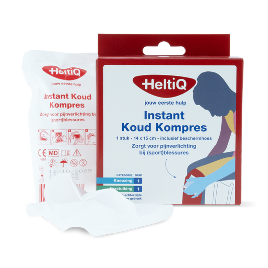Heltiq warm and cold compress instant pack, 1 piece, soft fabric cover for soothing pain relief and injury treatment.