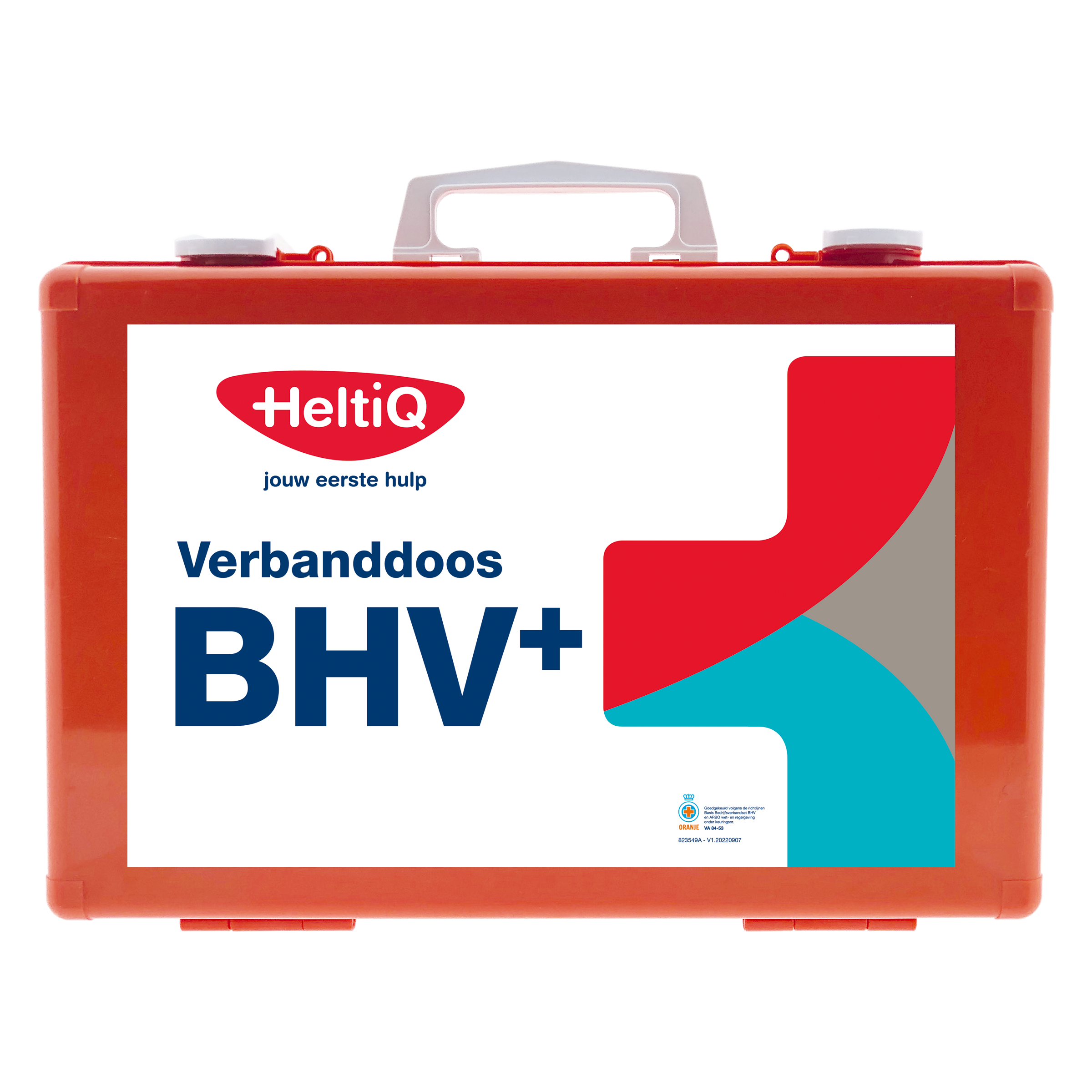 Heltiq modular first aid kit with emergency medical supplies in a compact box, designed for BHV use.