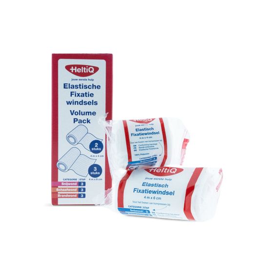 Heltiq elastic fixation bandages, volume pack of five, shown in the image with adjustable straps and soft fabric.