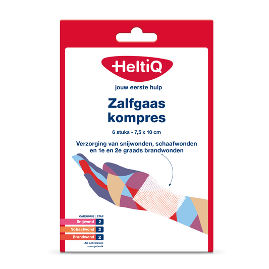 Heltiq Zalfgaaskompres 7.5 x 10cm 6.00 Stuks
