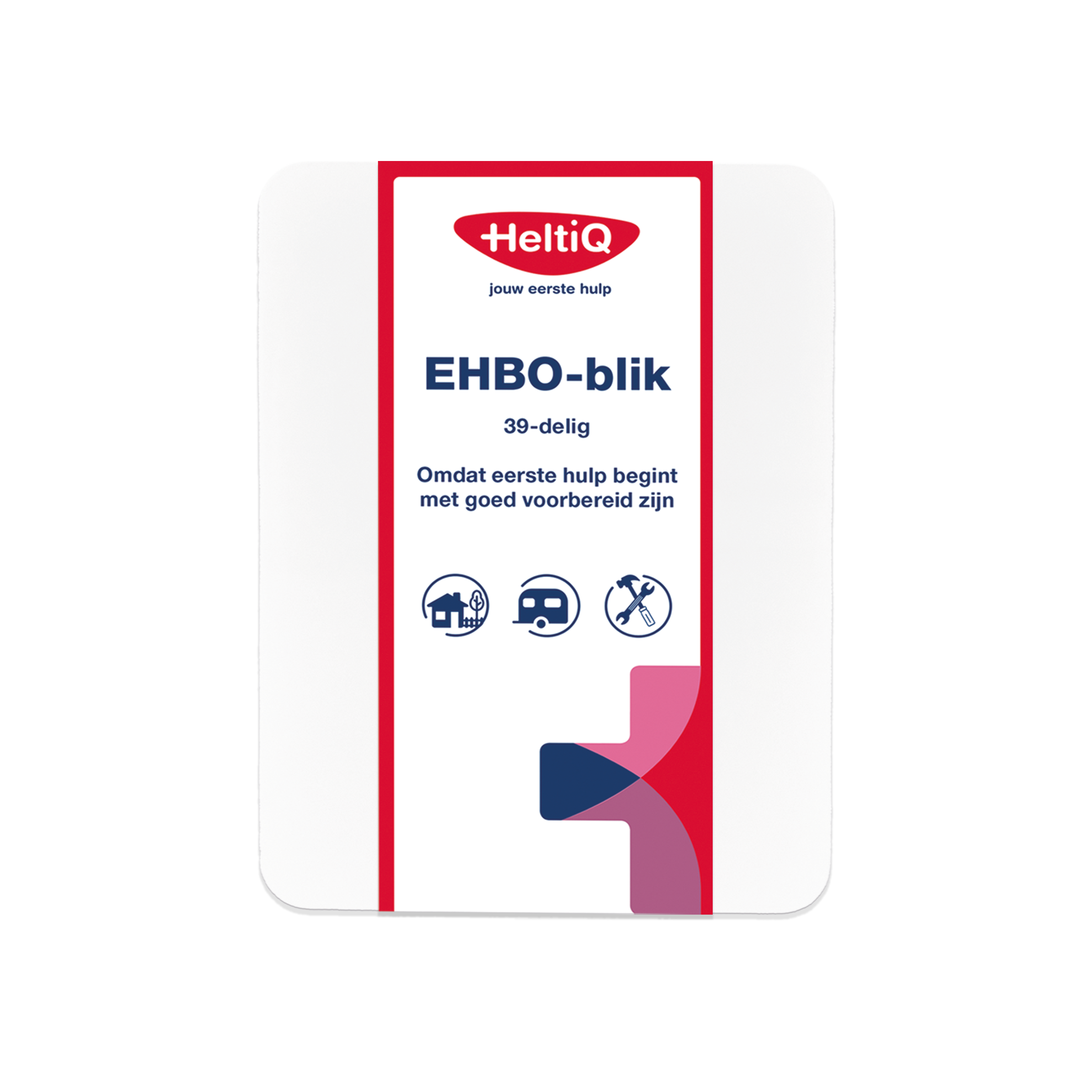 Heltiq EHBO Blik first aid kit with 1 first aid box in compact set, designed for emergency medical supplies.