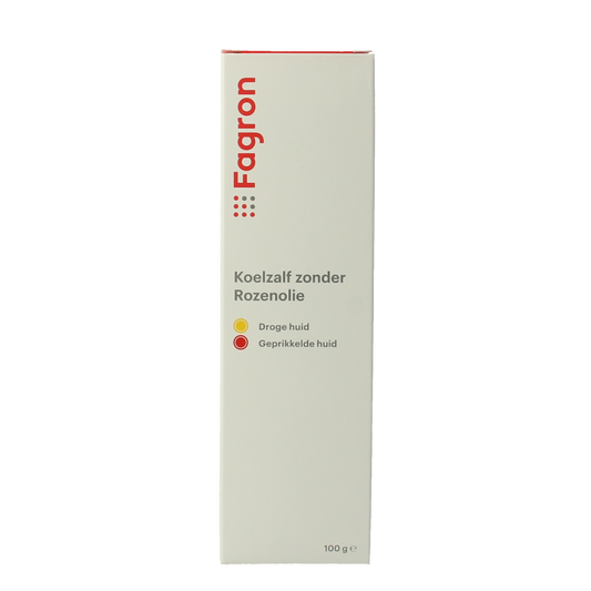 Fagron Koelzalf zonder rozenolie in doos with leaflet, 100g, body care product for soothing and cooling skin comfort