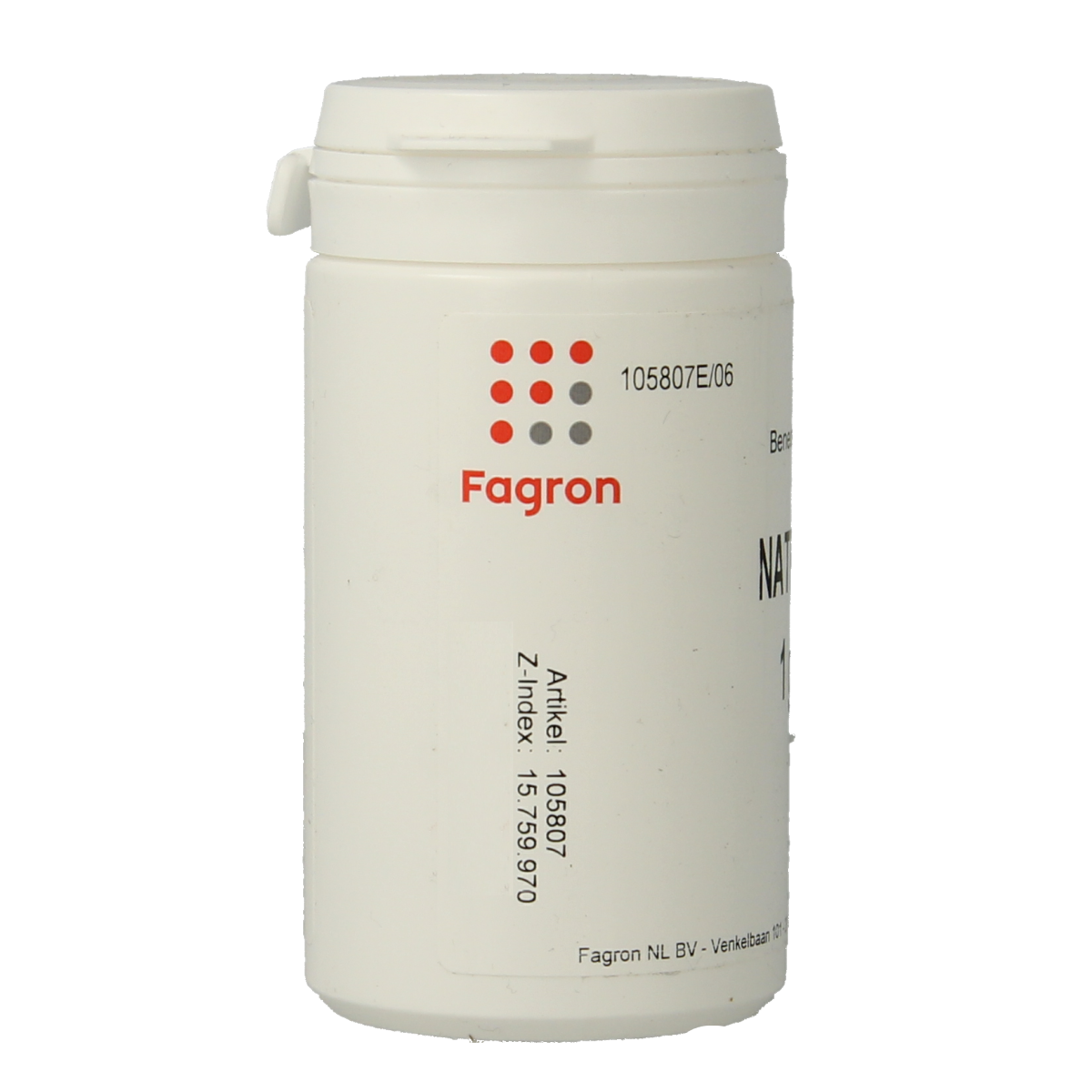 Fagron Natriumchloride 1g salt packets, part of kruiden, zouten en maaltijdmixen, arranged in a box with multiple individual sachets.