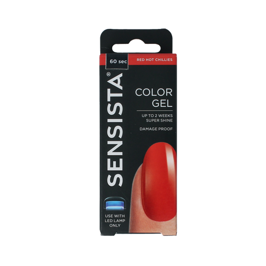 Sensista Color Gel in Red Hot Chillies, 7.5ml makeup product, vibrant red gel with chili pepper design for bold eye or lip looks.