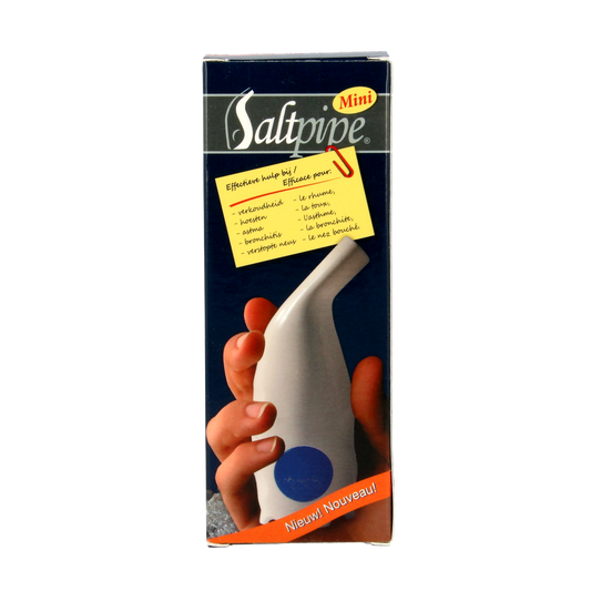 Saltpipe Mini zout inhalator for nasal care, featuring halitzout, compact design, and 25g salt for natural nasal inhalation therapy.