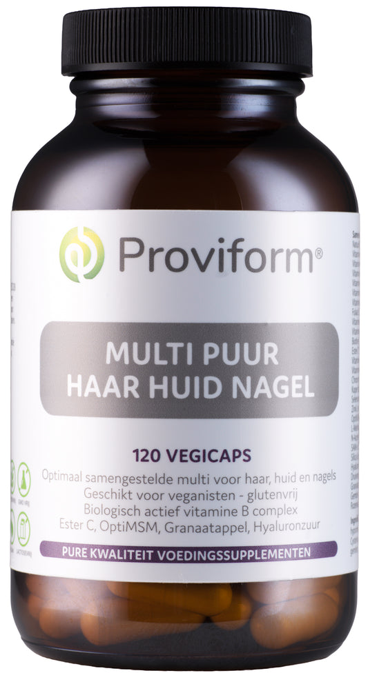 Proviform Multi puur huid haar nagel vitamine supplement in vegetarian capsules, 120 capsules for skin, hair, and nail support