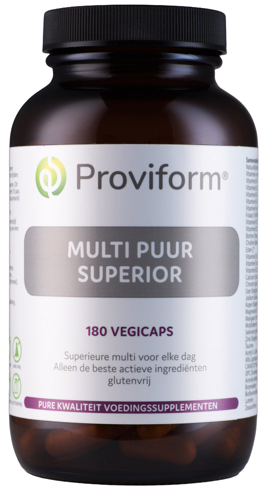 Proviform Multi Puur Superior 180 vegetarian vitamin capsules, softgel form, designed for daily nutritional support.
