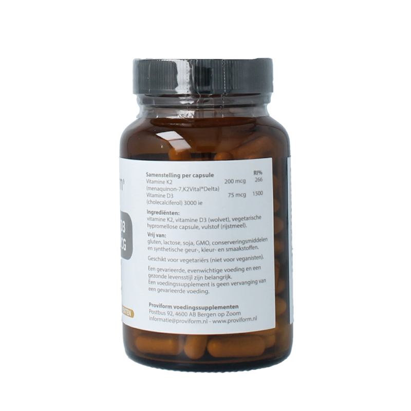 Proviform Vitamine K2 200mcg & D3 75mcg 120 Vegetarische capsules