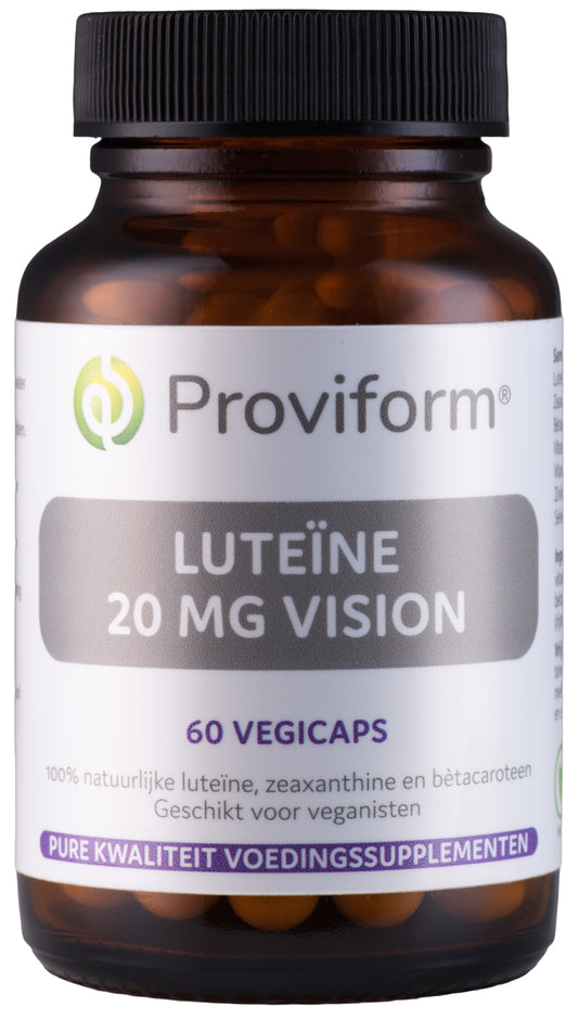 Proviform Luteine 20mg vision multivitamin capsules in vegetarian form, 60 capsules, for eye health and vision support.