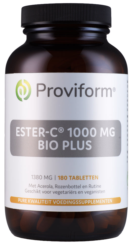 Proviform Ester C 1000 mg vitamin C tablets with bioflavonoids in a blister pack, natural supplement for immune support.