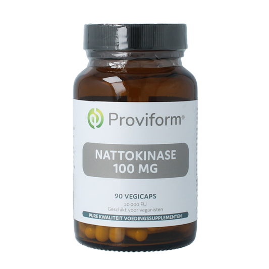 Proviform Nattokinase 100mg vegetarian capsules, dietary supplement for cardiovascular health, shown in the image.