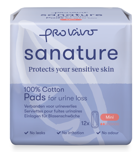 Sanature Pro vivo ultradun mini cotton panty liners in a pack of 12, designed for women, shown in the image.