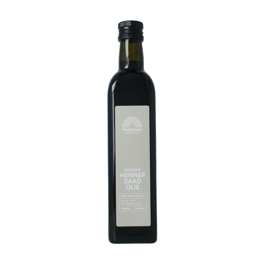 Mattisson Hennepzaadolie raw koudgeperst bio 500.00 Milliliter