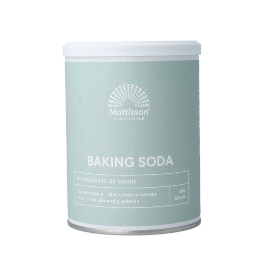 Mattisson mineral baking soda (natriumbicarbonaat) in 300g package, pure baking soda for baking and cleaning.