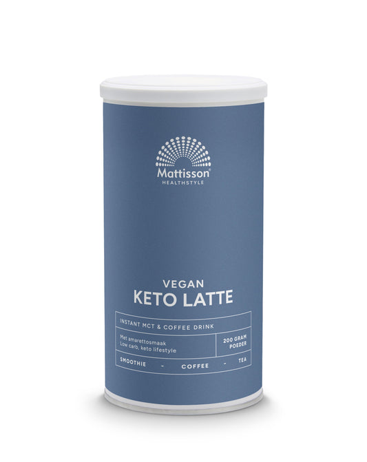 Mattisson Vegan Keto Latte instant coffee and MCT drink in a 200g package, creamy and rich keto-friendly beverage.