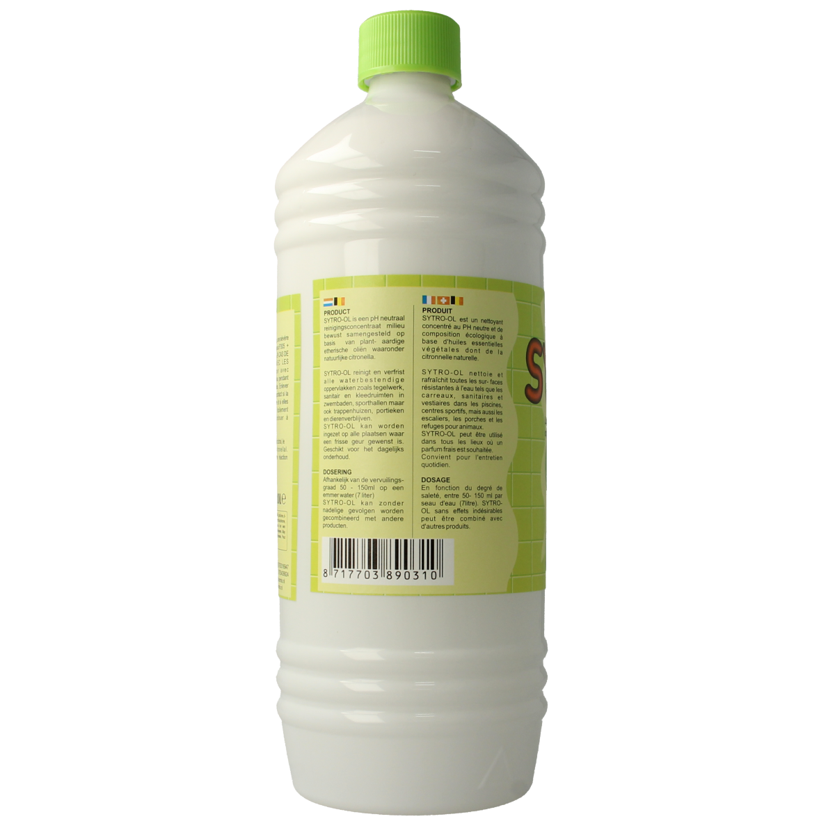 Neomix Sytro citrus air and surface cleaner in a 1-liter bottle, designed for sanitizing and freshening indoor spaces.