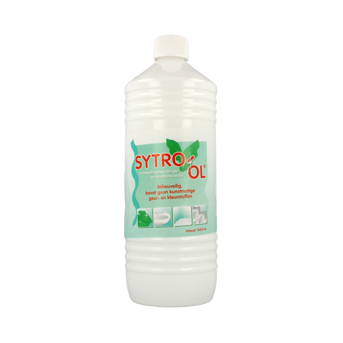 Neomix Sytro eucalyptus toilet cleaner in 1-liter bottle, with label showing brand and product details, ready for use.