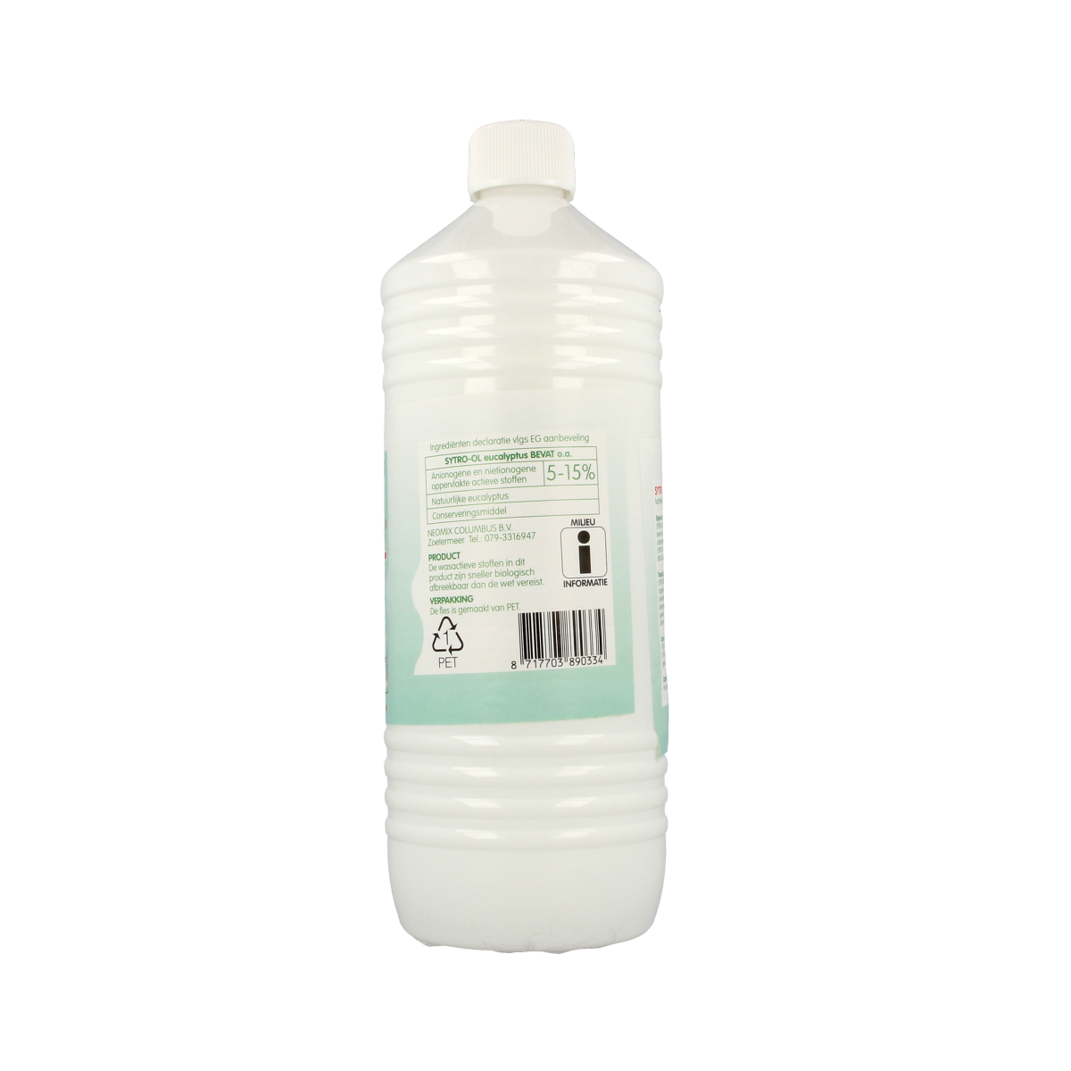 Neomix Sytro eucalyptus cleaning product in 1 liter bottle, eco-friendly sanitizing liquid for household use