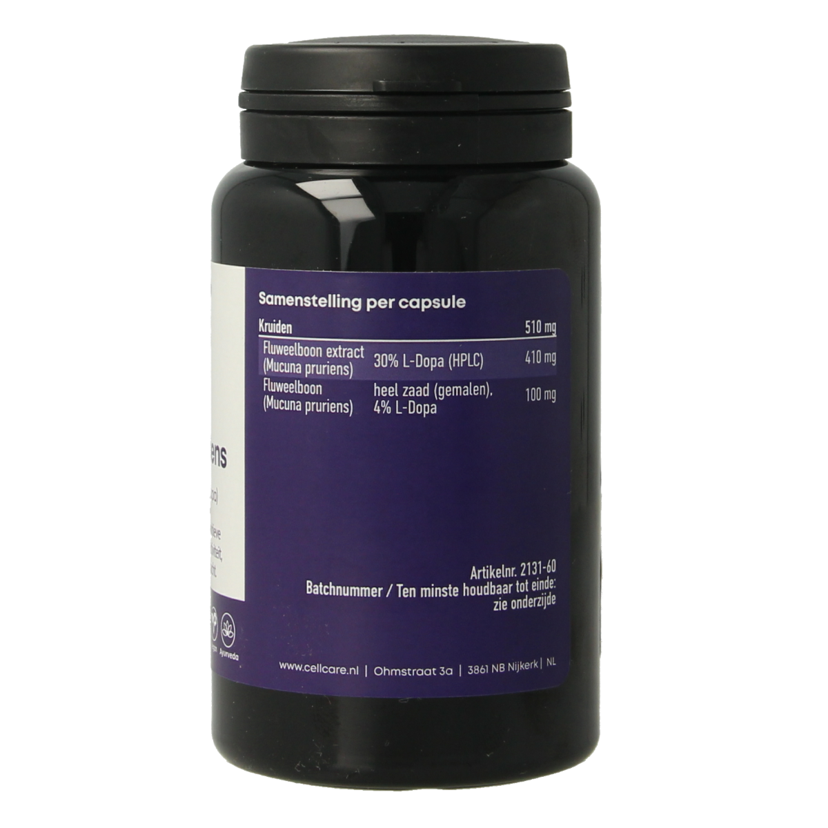 CellCare Mucuna pruriens 500mg (25% L-dopa) 60.00 Capsules