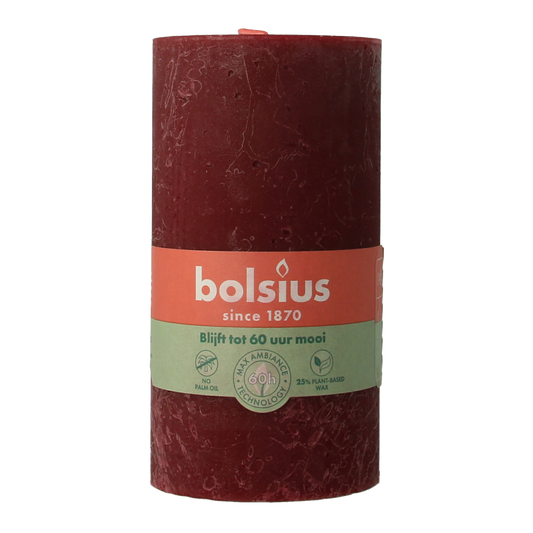Bolsius Rustiekkaars shine 130/68 velvet red 1.00 Stuks