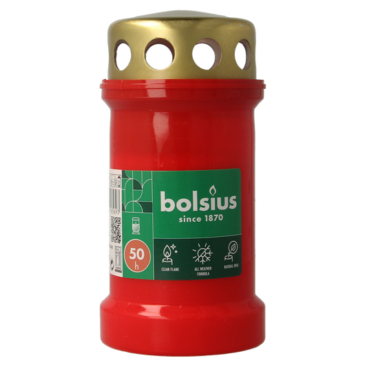Bolsius Herdenkingslicht nr3 rood met deksel 1.00 Stuks