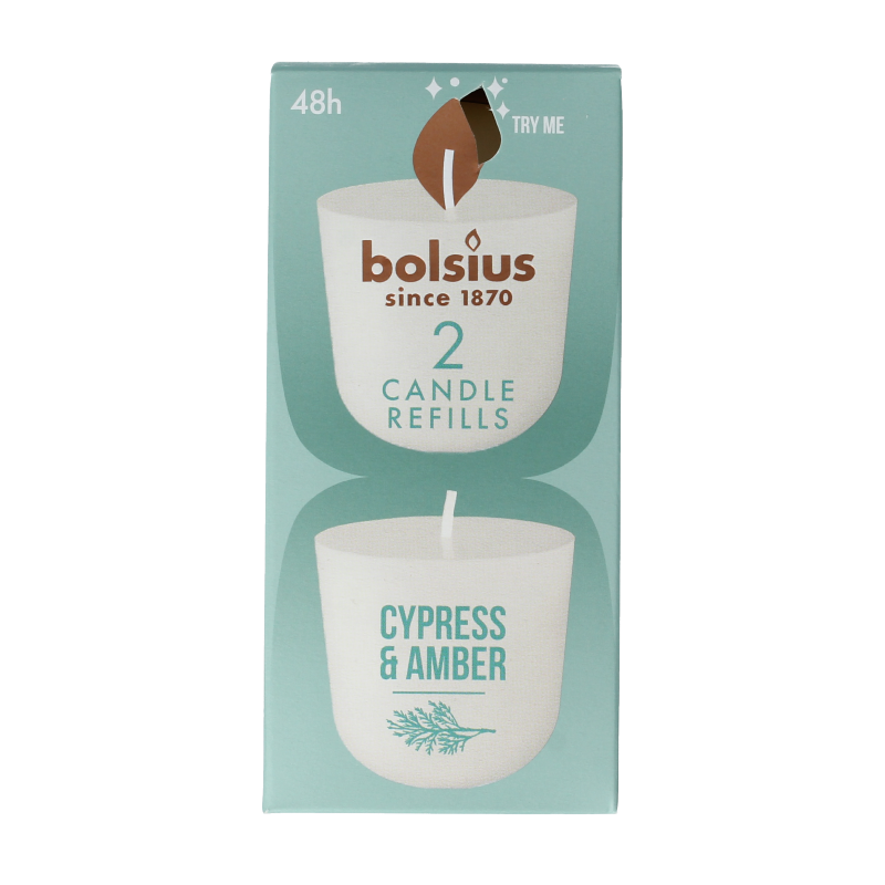 Bolsius Clean light cypress & amber navul 2 Stuks