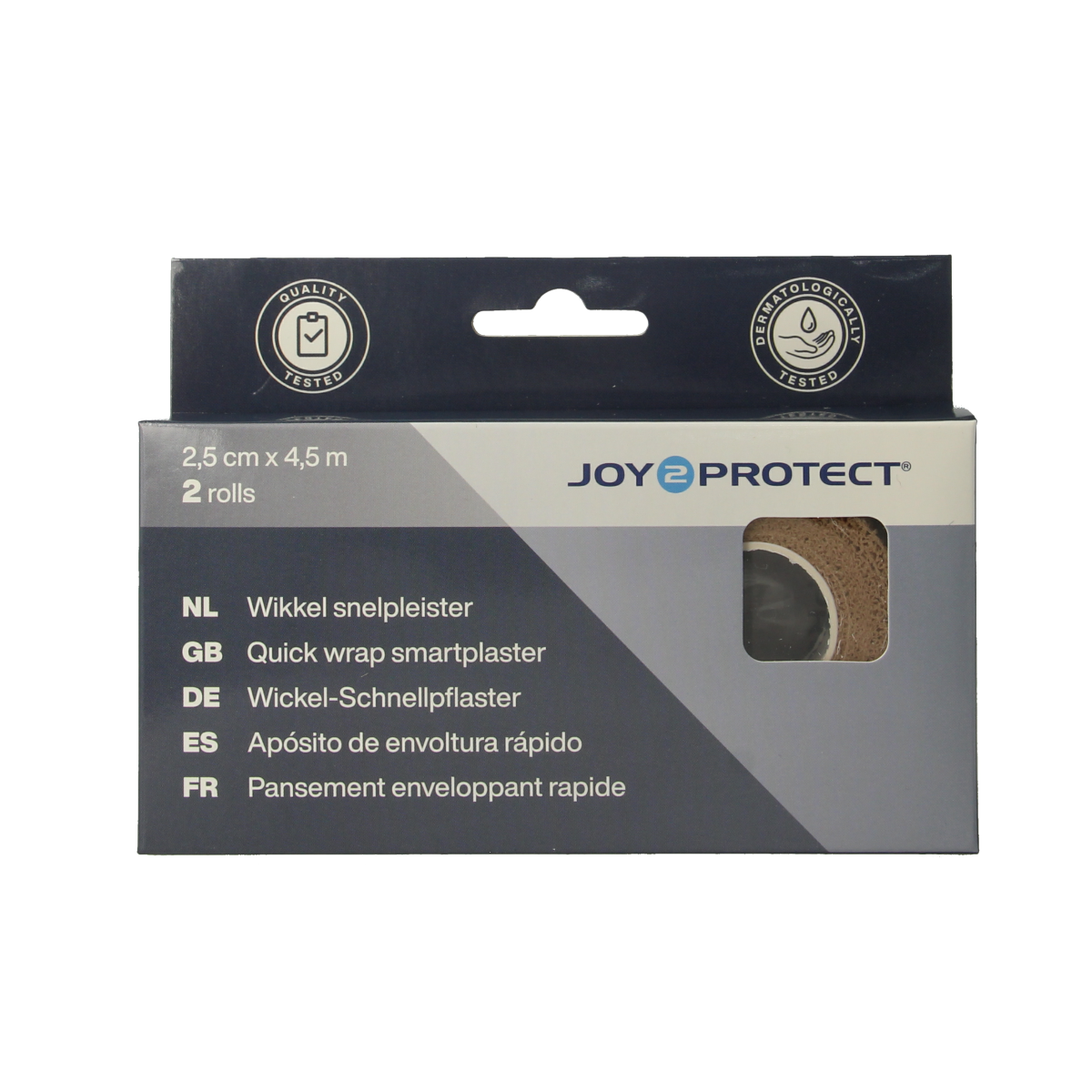 Joy2protect Snelpleisters huidskleur 2.5cm x 4.5m 2.00 Rol